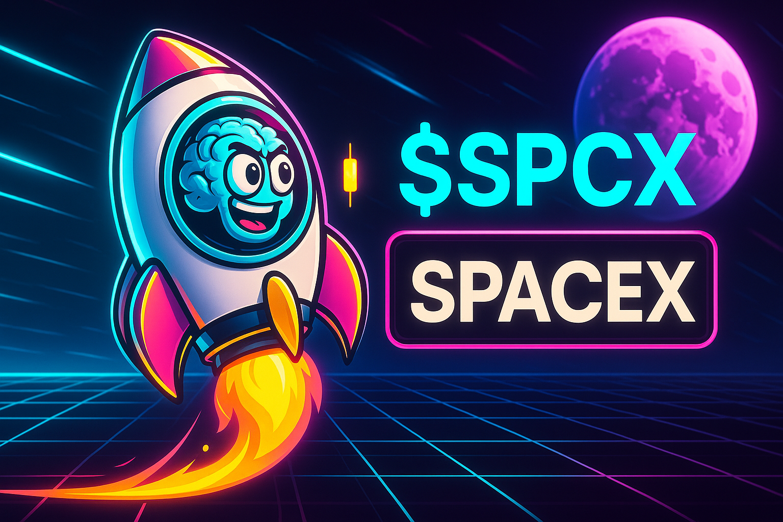 SpaceX banner art featuring futuristic rocket-themed meme visuals